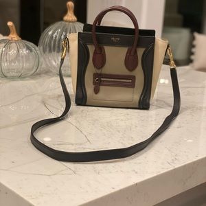 Authentic Celine, Calfskin Nubuck Micro Tricolor Crossbody Bag.